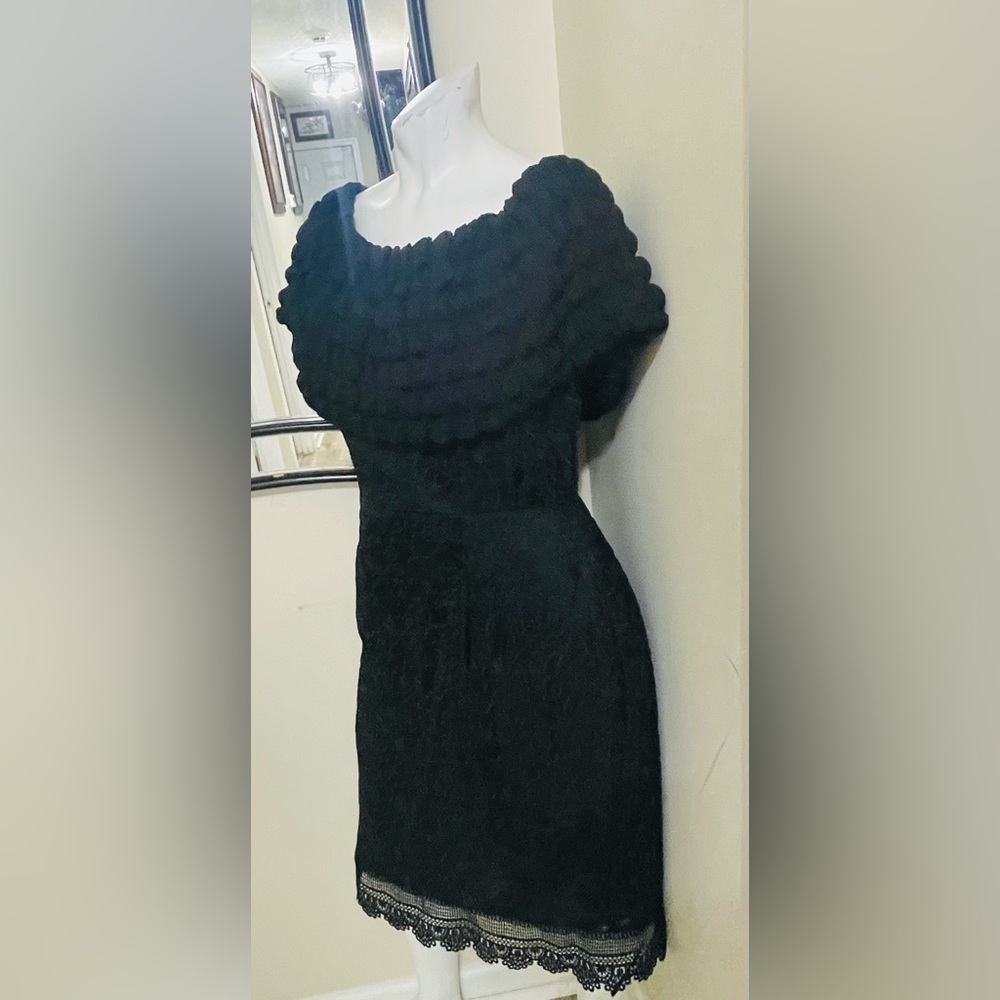 Chic Black Textured Midi Dress